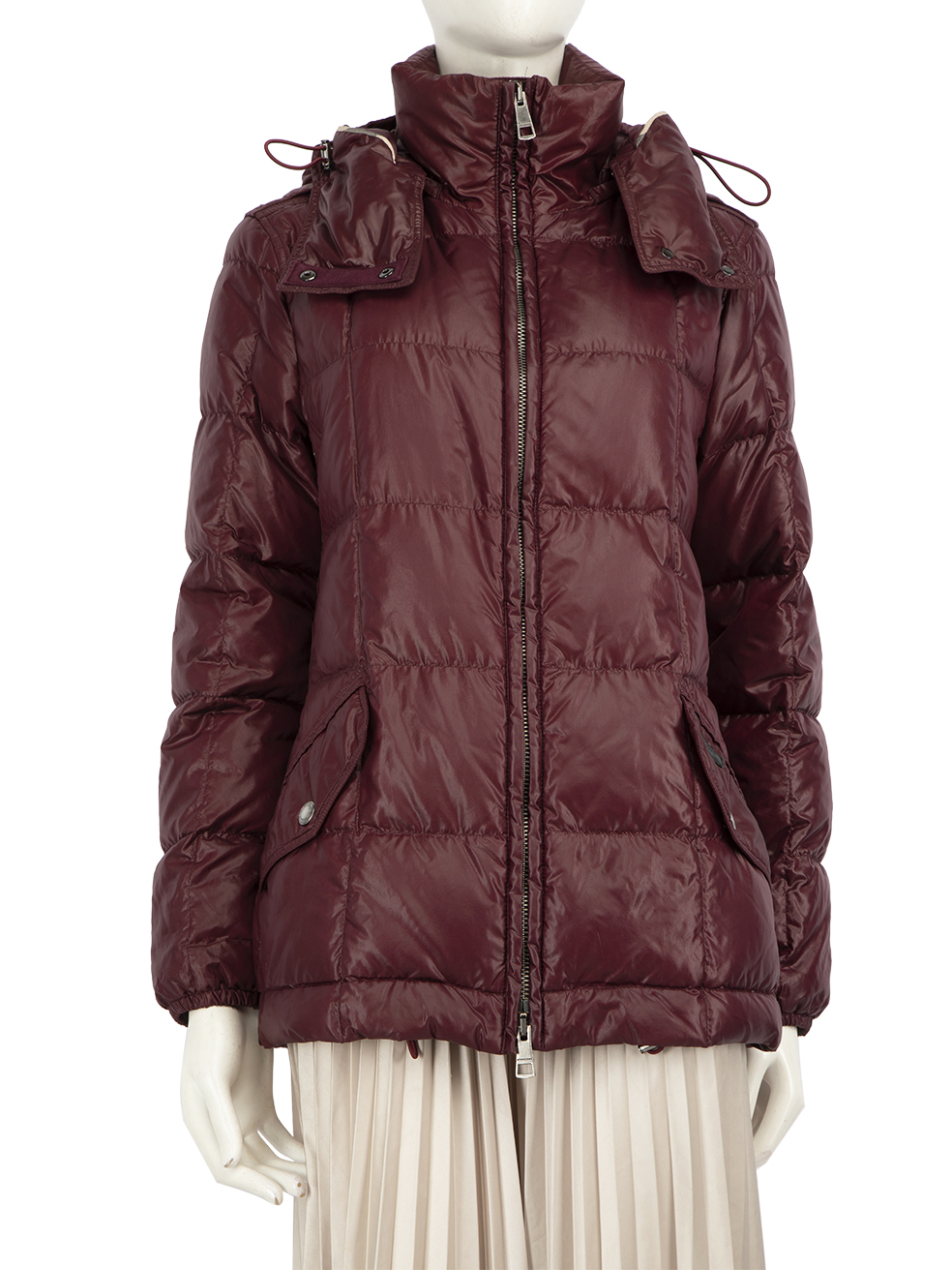 Burberry Pre-Owned Burgundy Hooded Puffer Coat