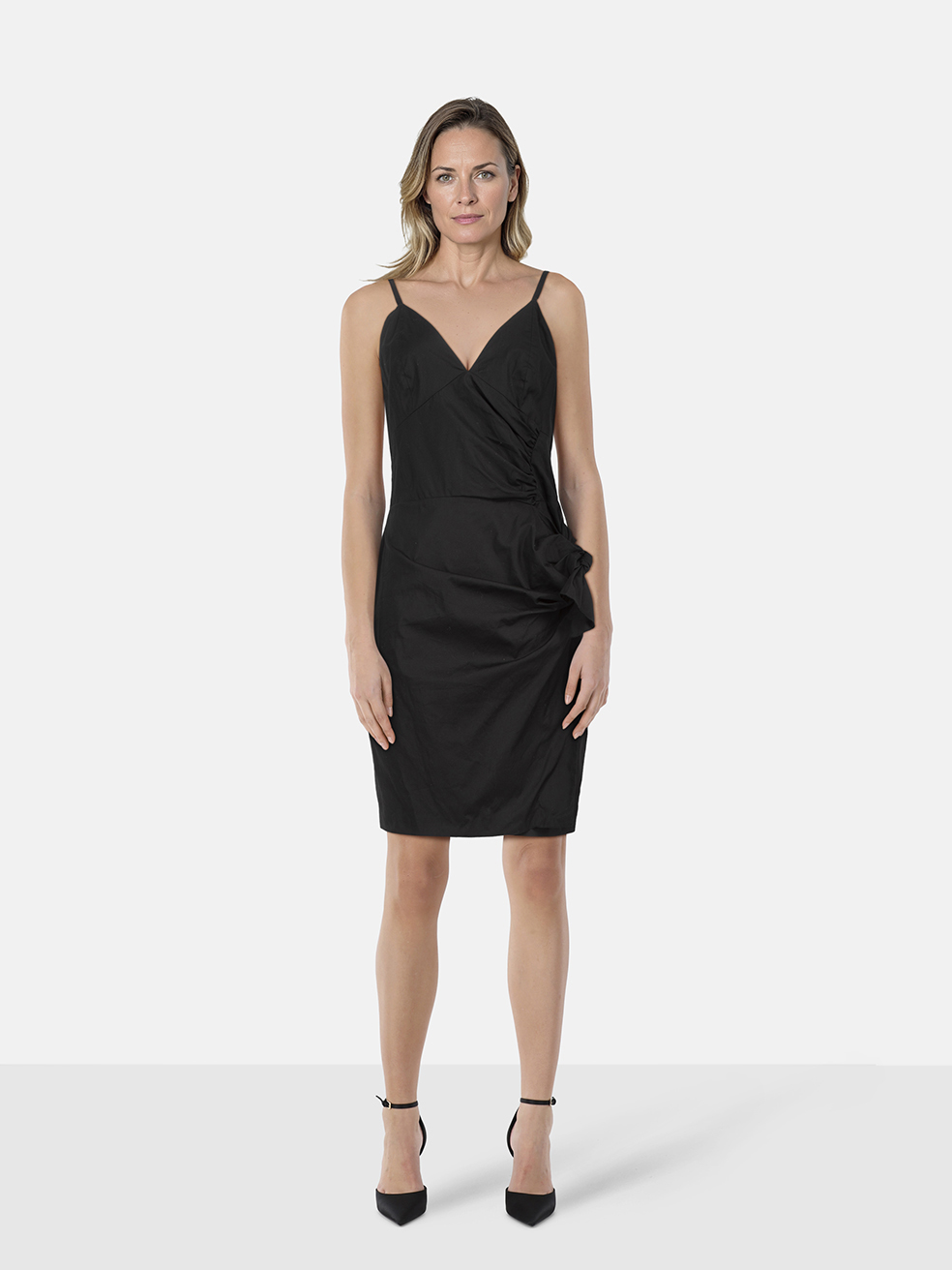 Victoria Beckham Black V-Neck Knee Length Dress