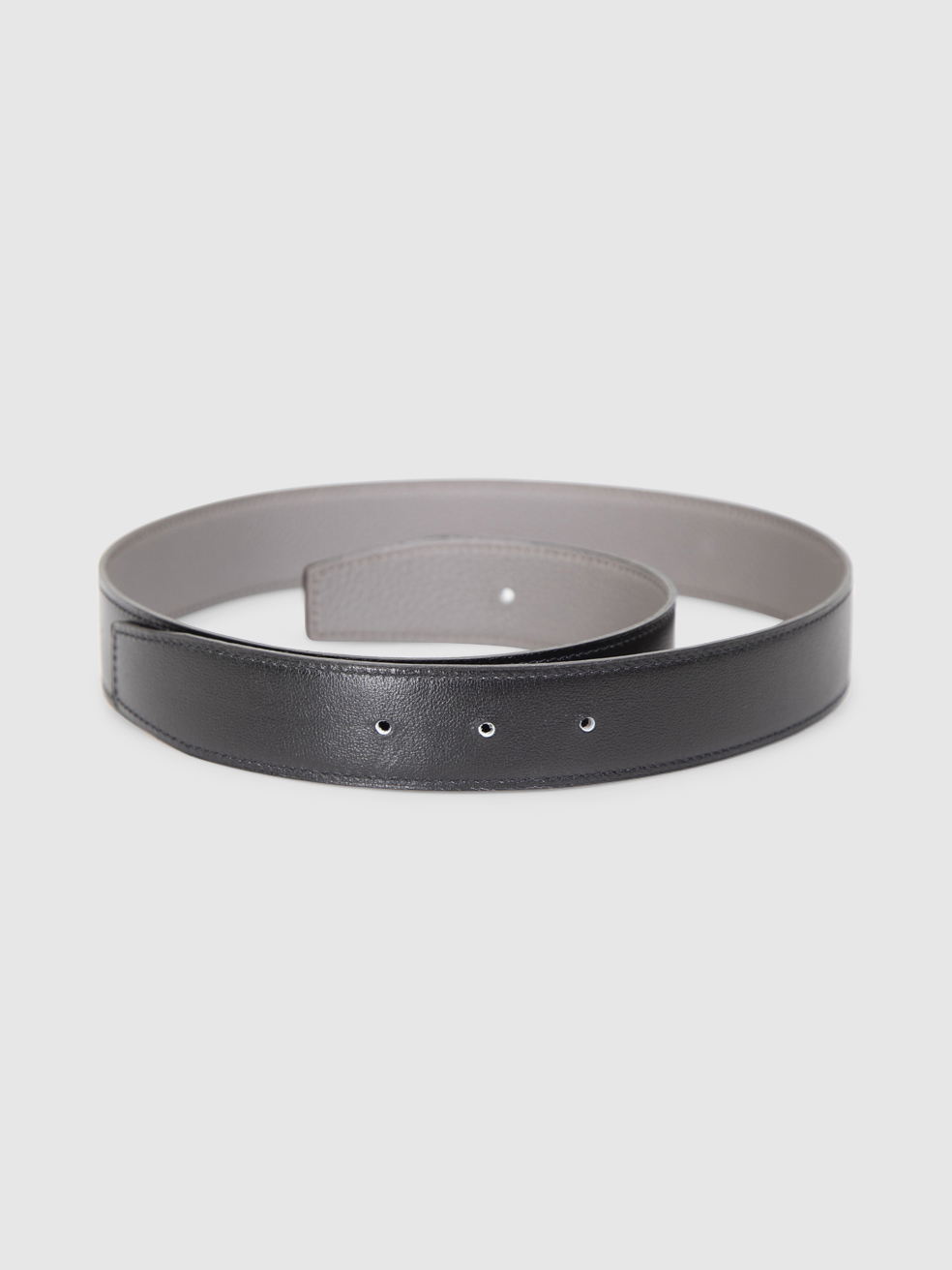 Herm�s Grey & Black Leather Reversible Belt
