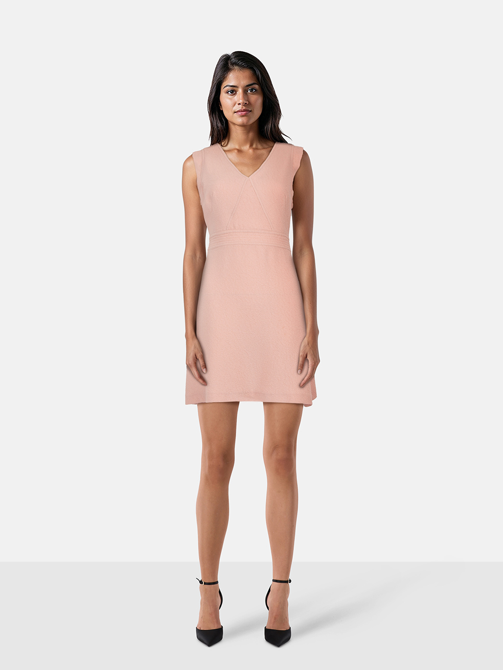 Sandro Pink V Neck Back Cut Out Mini Dress