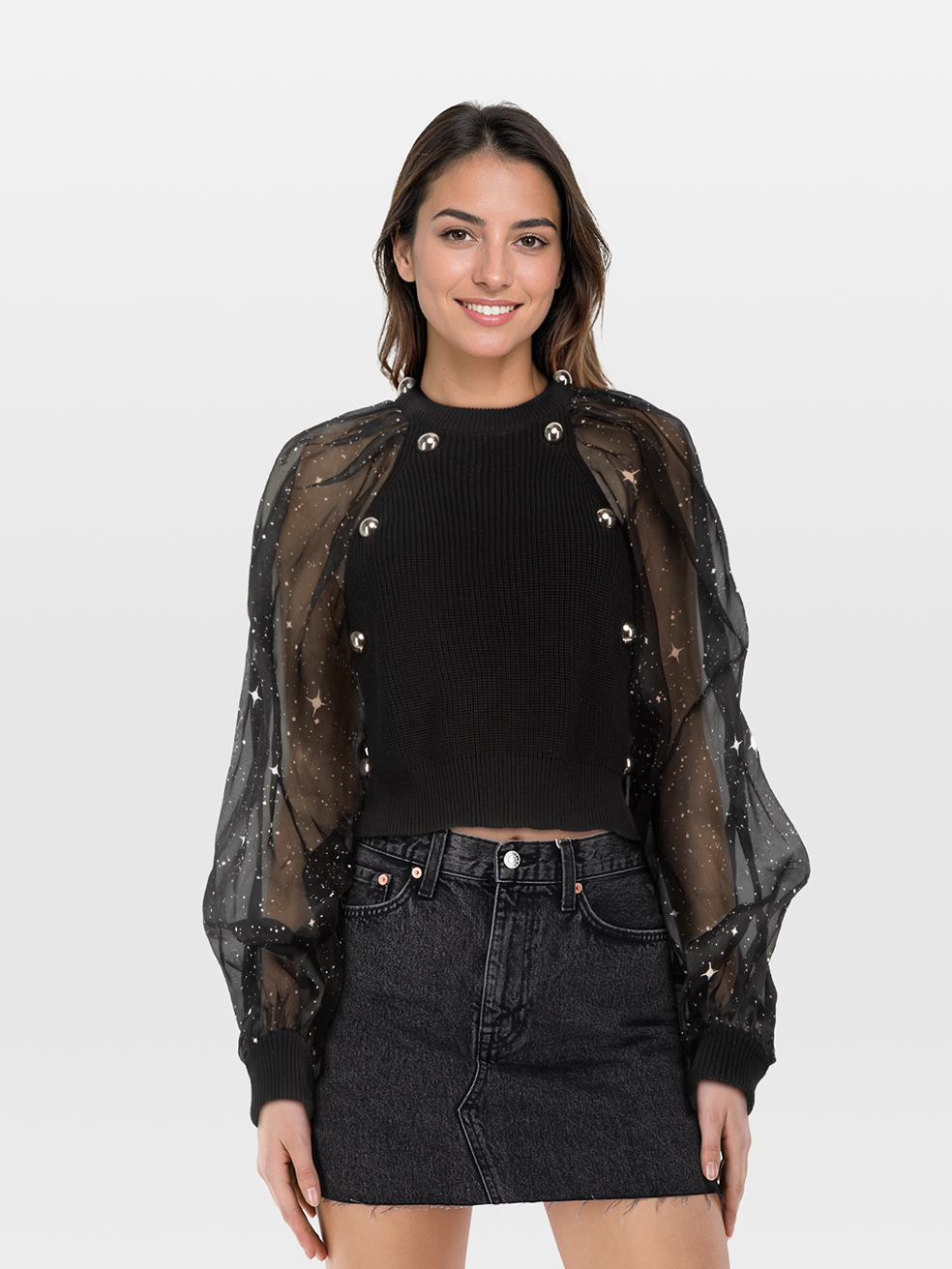 Christopher Kane Pre-Owned Black Star Balloon Sleeve Top