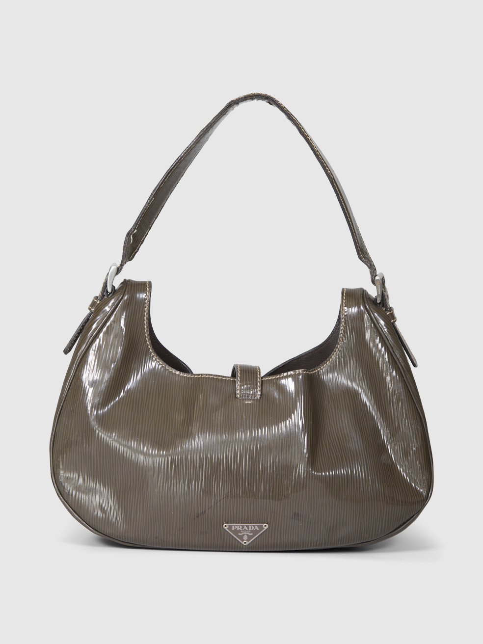 Prada Vintage Brown Patent Leather Shoulder Bag