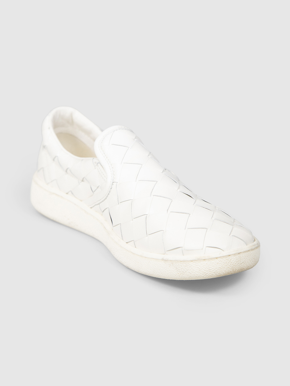 Bottega Veneta White Intrecciato Sawyer Slip On Trainers