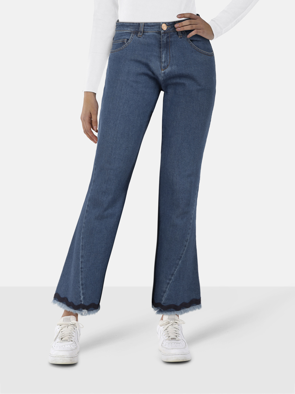 Chlo� See By Chlo� Blue Denim Fringed Hem Flared Jeans
