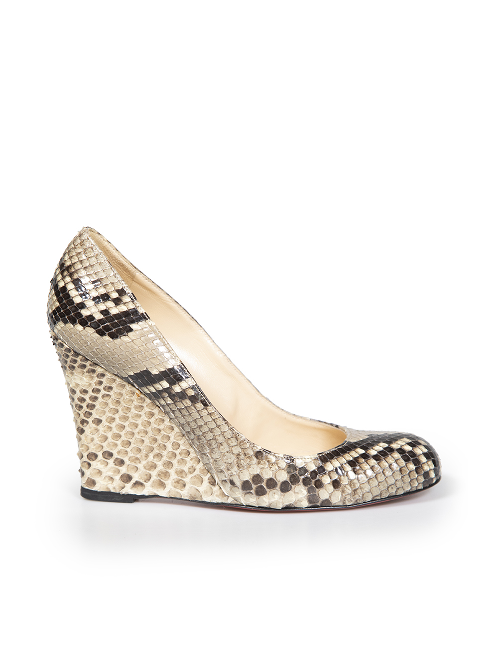 Christian Louboutin Pre-Owned Brown Python Ron Ron Wedge Pumps