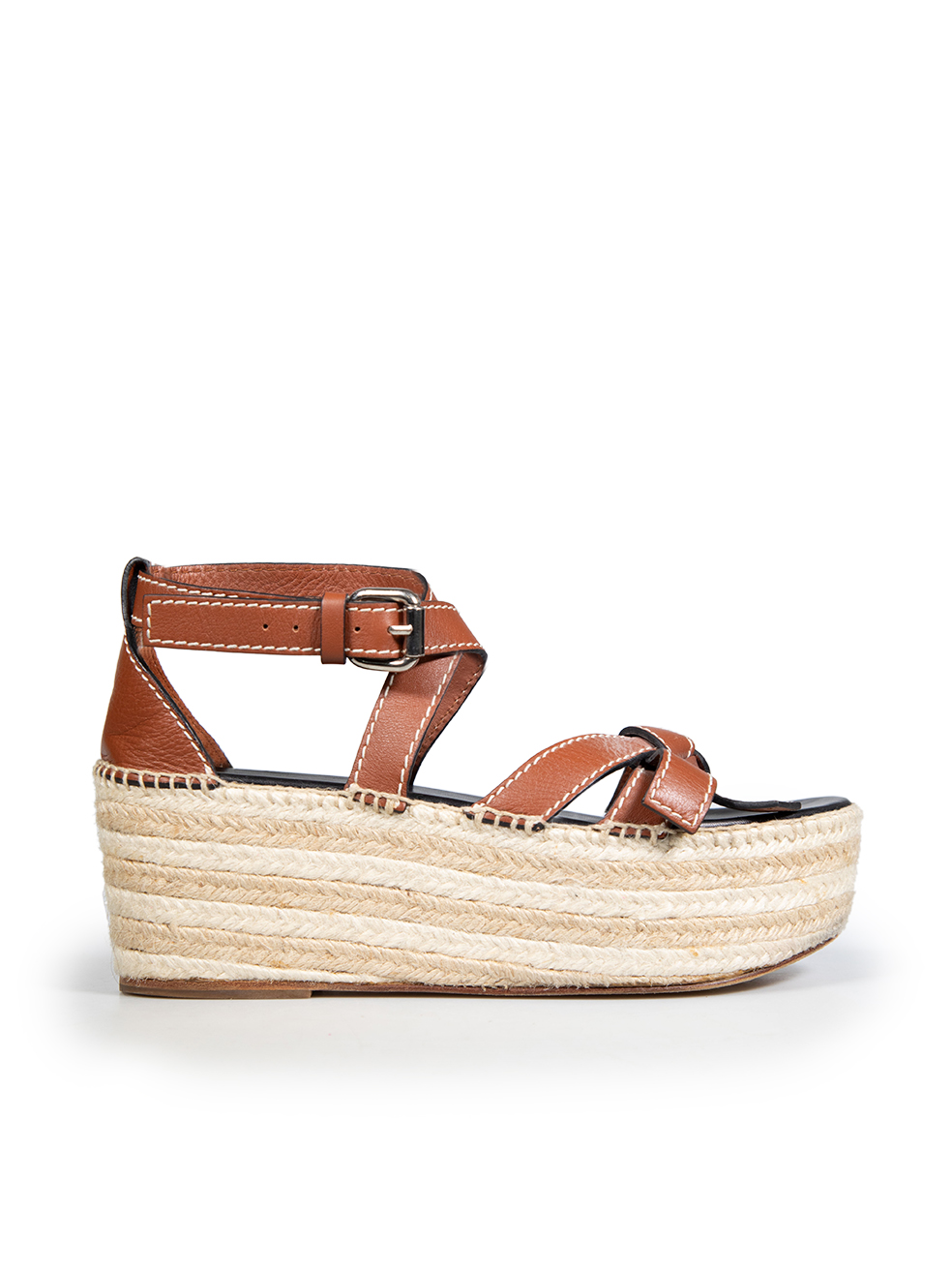 Loewe Pre-Owned Brown Leather Gate Espadrilles Sandals