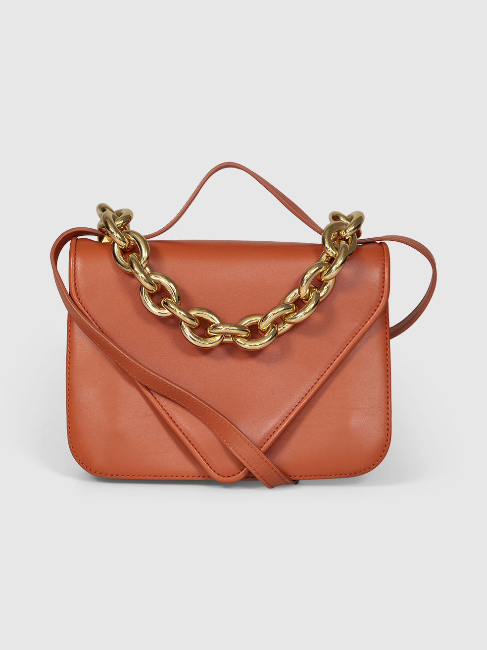 Bottega Veneta Brown Leather Mount Chain Shoulder Bag