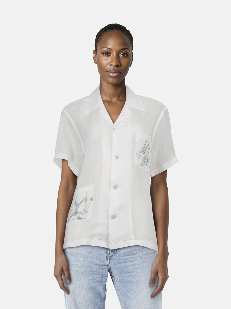 Bode Skiers Embroidered Camp Shirt