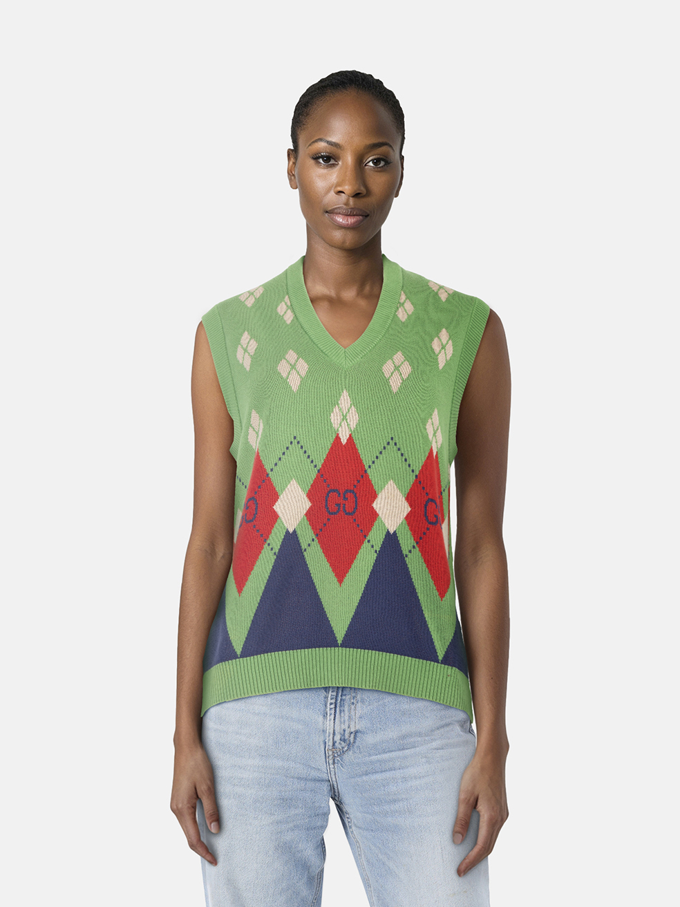 Gucci GG Argyle Knit Sweater Vest