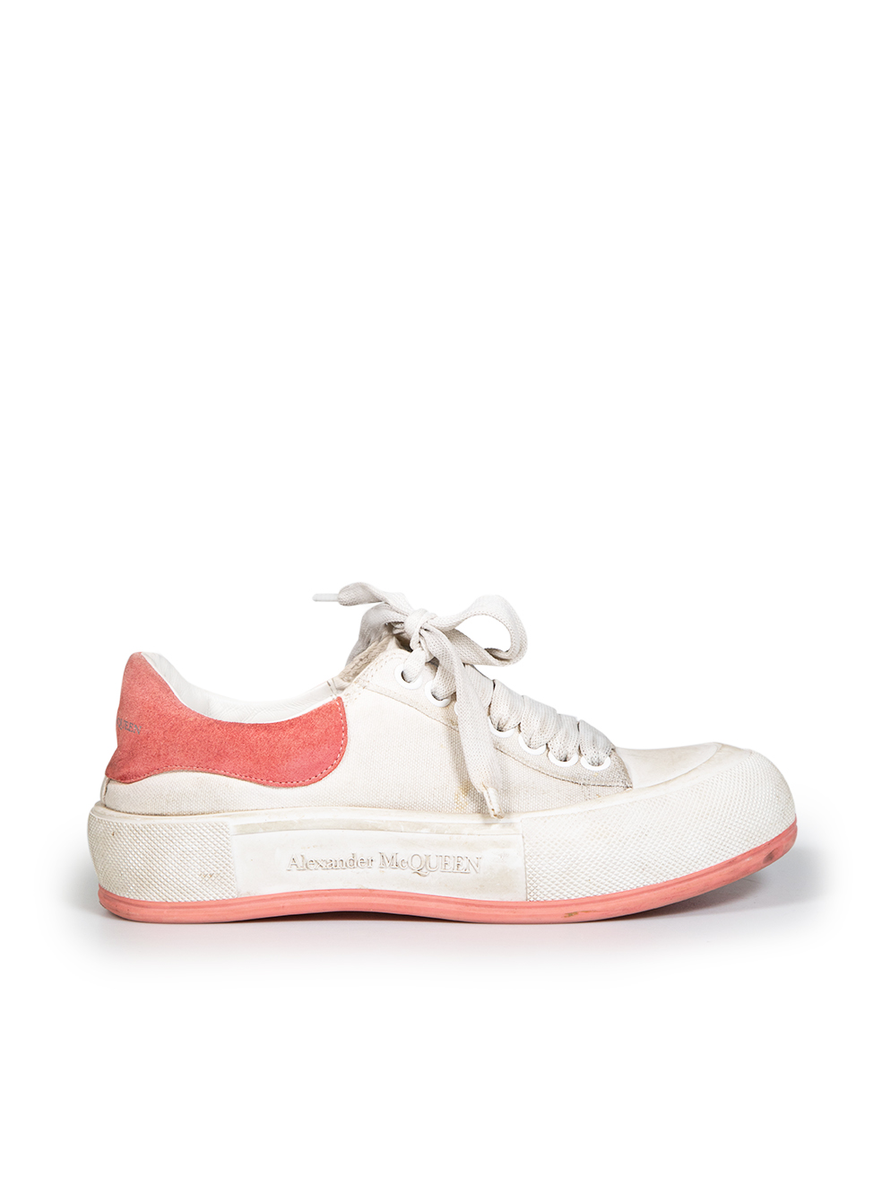 Alexander McQueen Pre-Owned White Canvas Lace-Up Trainers