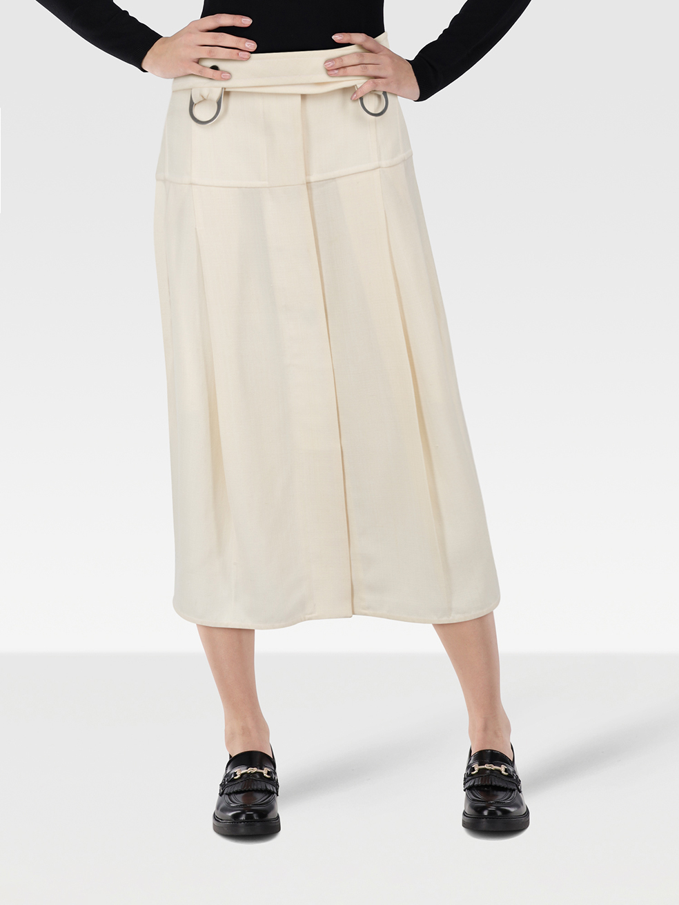 Céline Pre-Owned Ecru Belted Midi Skirt