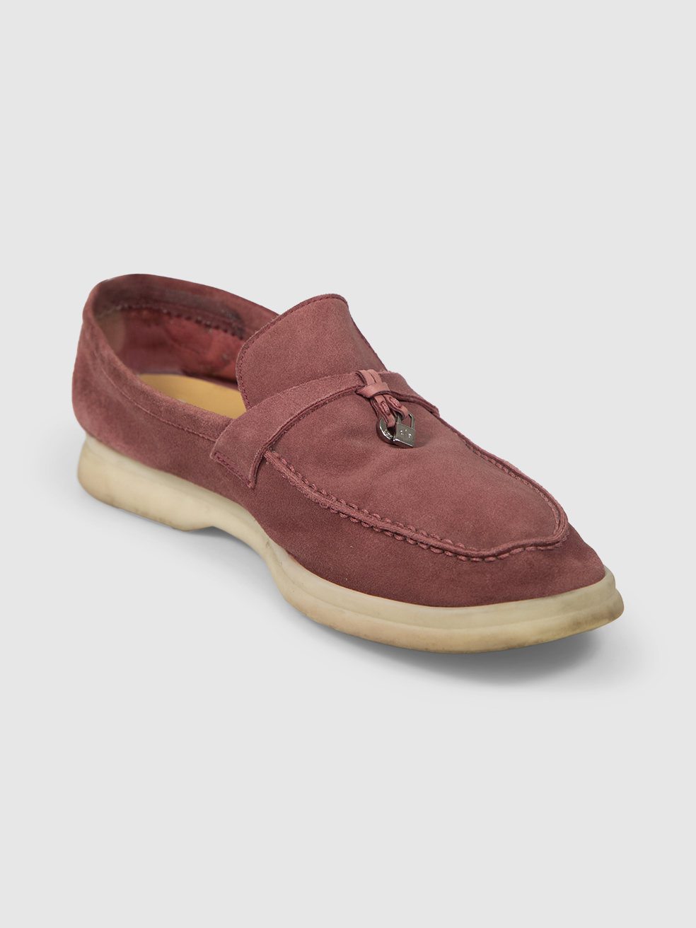 Loro Piana Burgundy Suede Summer Walk Charm Loafers