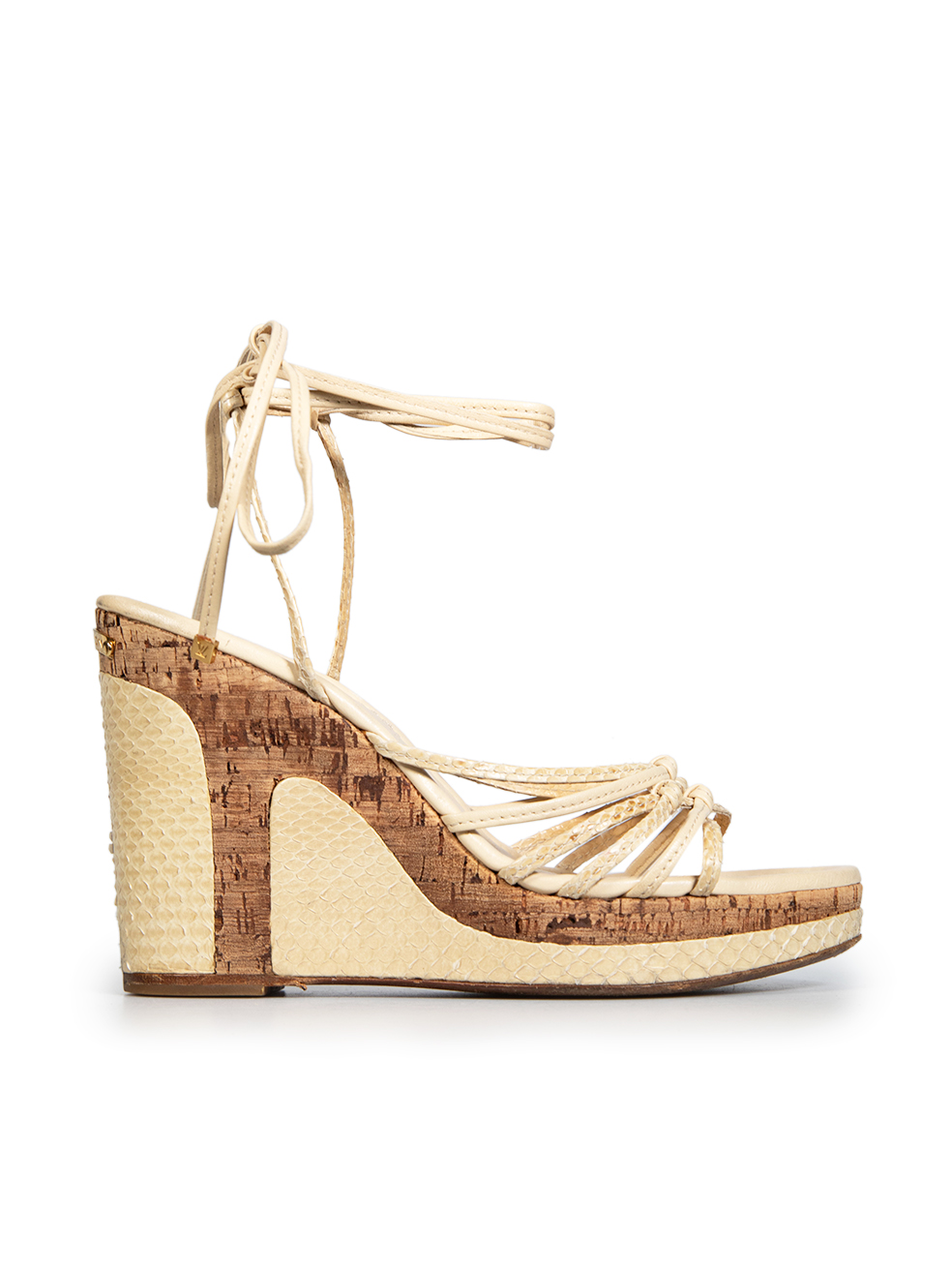 Louis Vuitton Pre-Owned Ecru Python Leather Wedge Sandals
