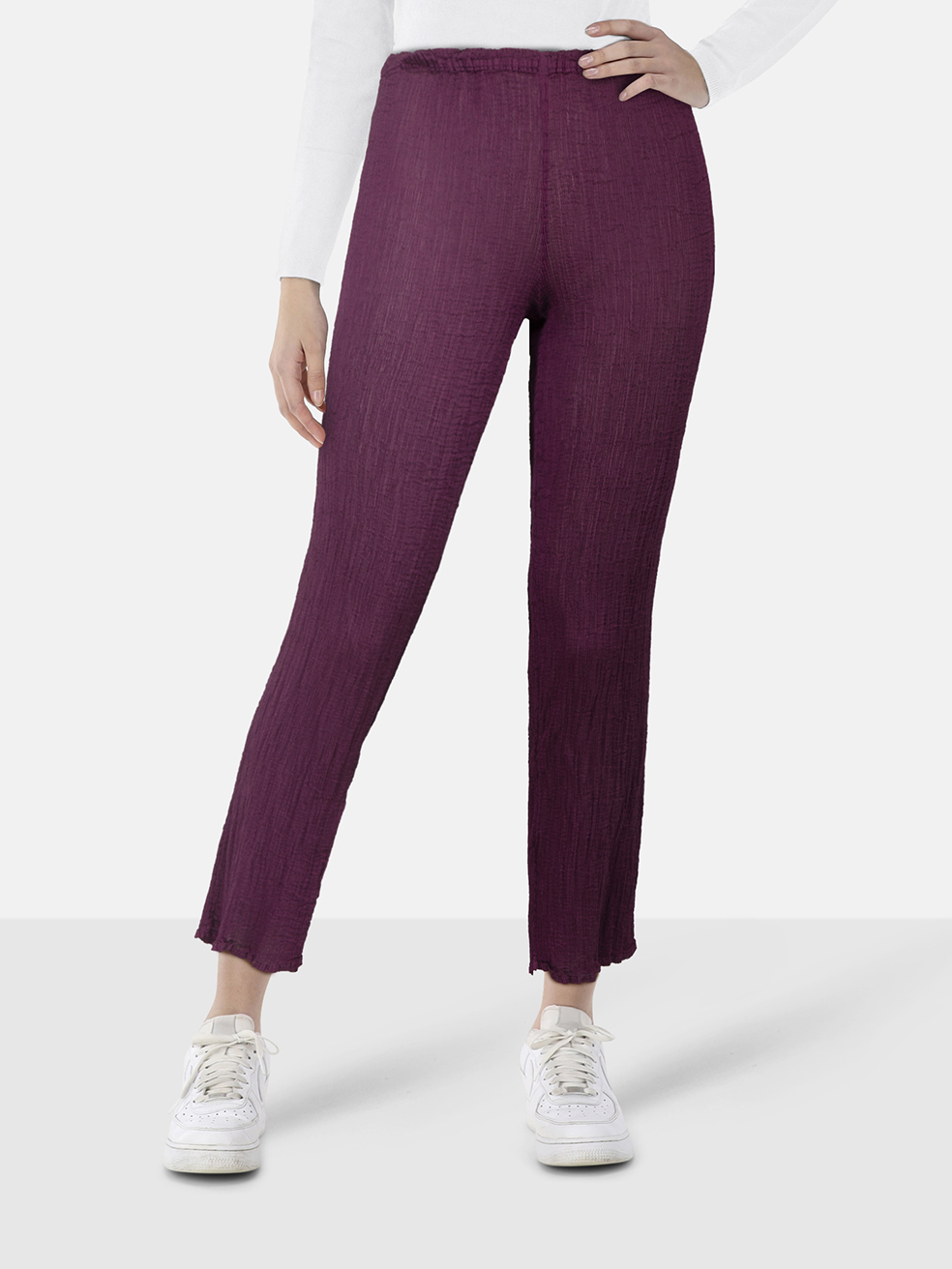 Issey Miyake Women's Purple Pleats Please Sheer Trousers