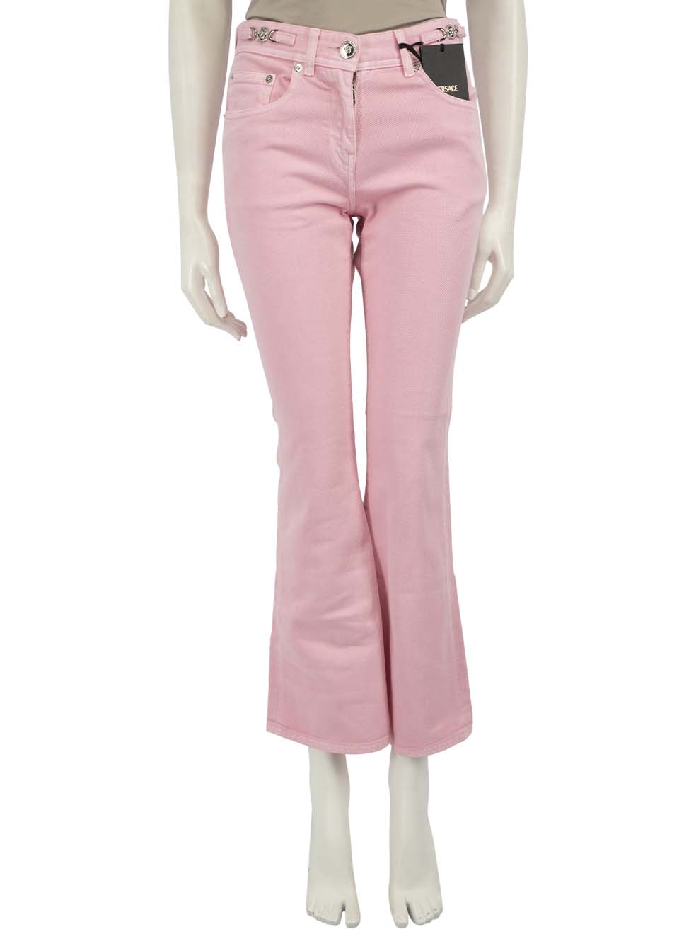 Versace Pink Denim Flared Jeans