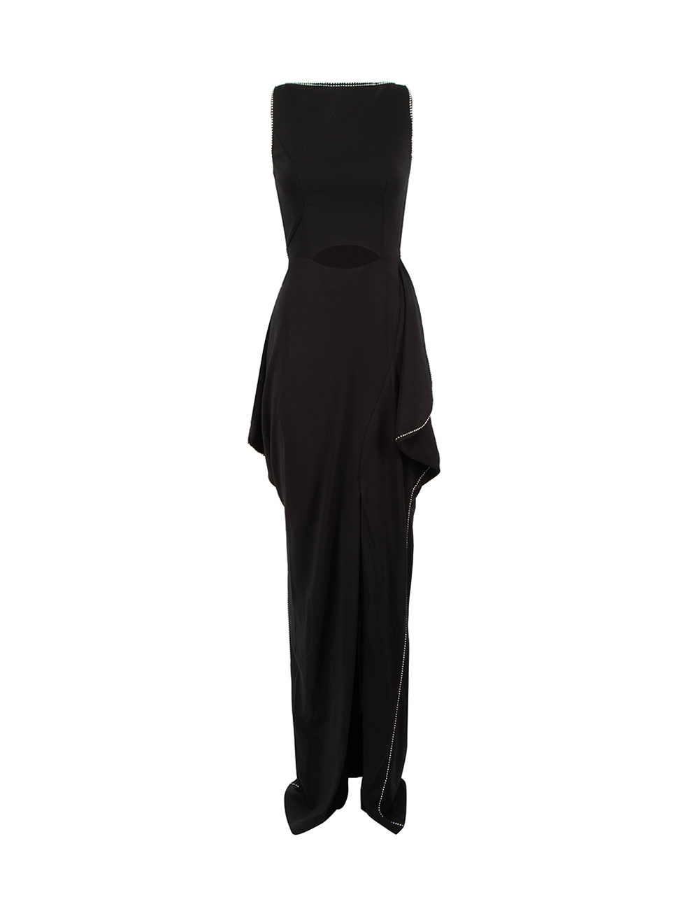 Burberry Black Draped Crystal Trim Cut-Out Gown