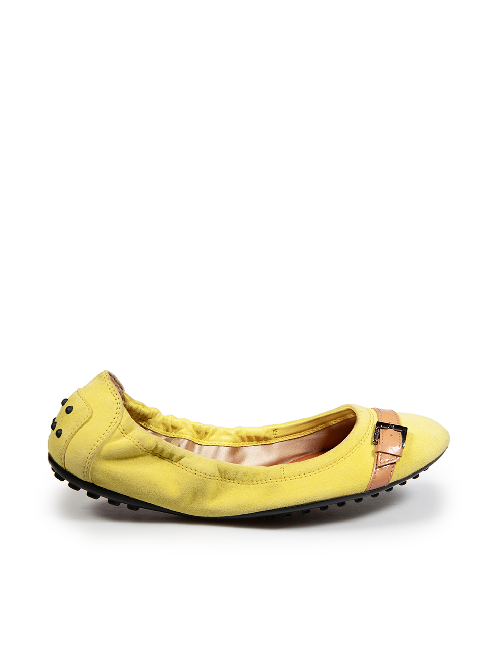 Tod's Pre-Owned Yellow Suede Leather Ballet Flats