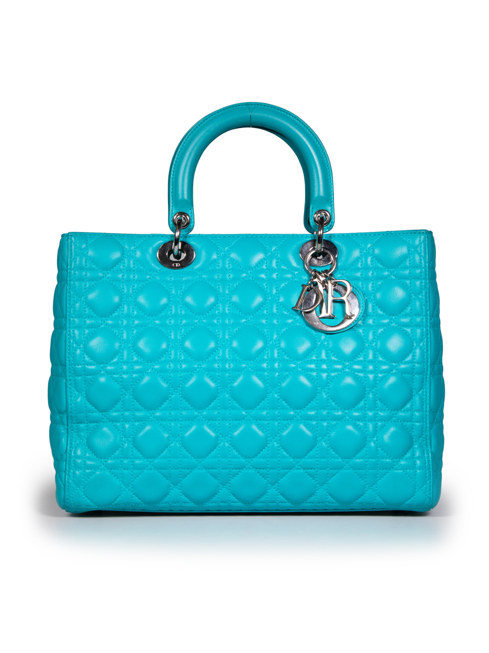 Dior Pre-Owned 2014 Turquoise Lambskin Large Lady Dior