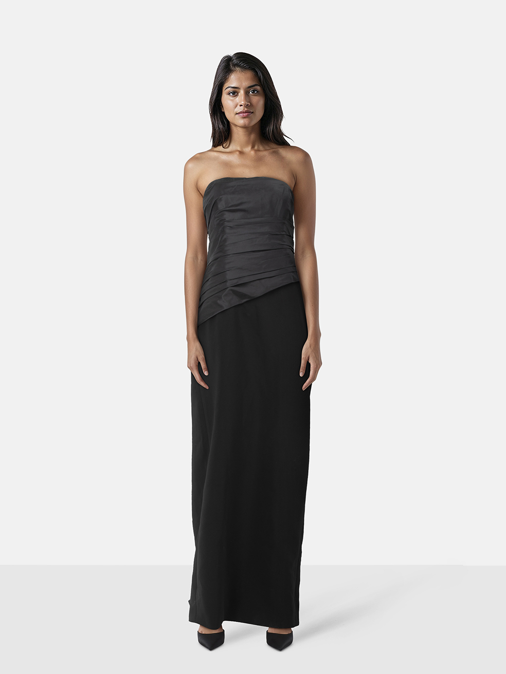 Carolina Herrera Black Ruched Strapless Gown