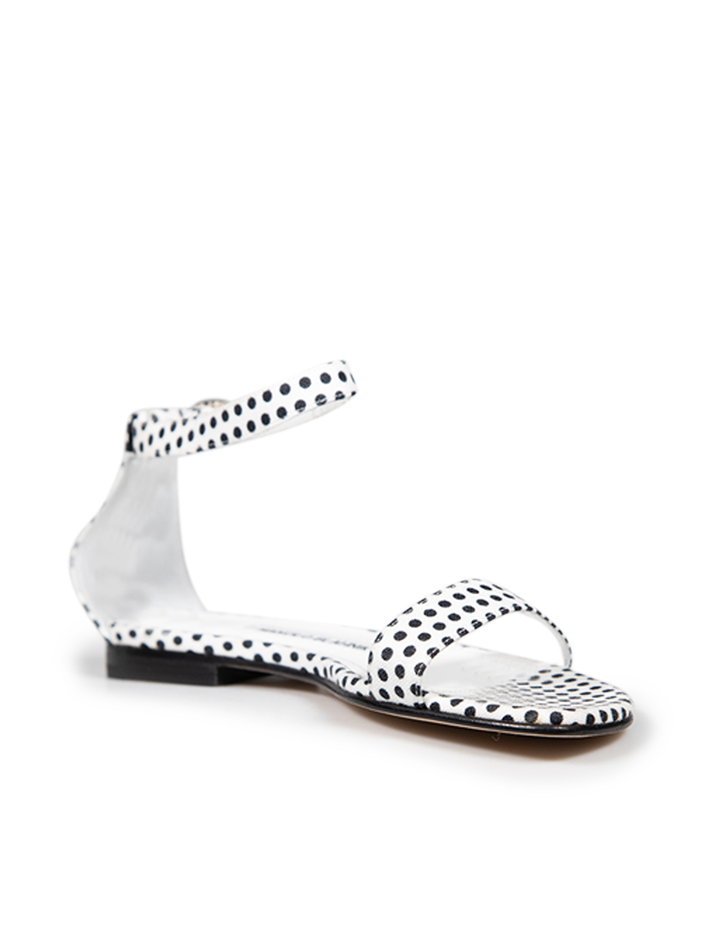 Manolo Blahnik Polka Dot Ankle Strap Flat Sandals