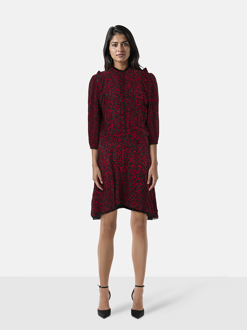 Zadig & Voltaire Red Leopard Print Midi Dress