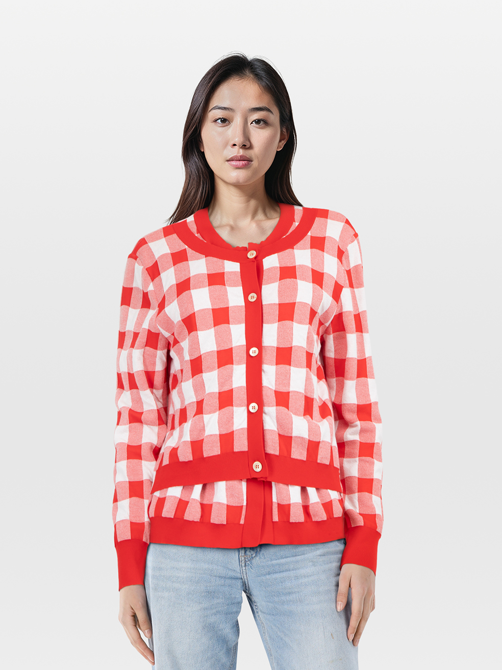 Marni Pre-Owned Double Flap Gingham Patterned Cardigan