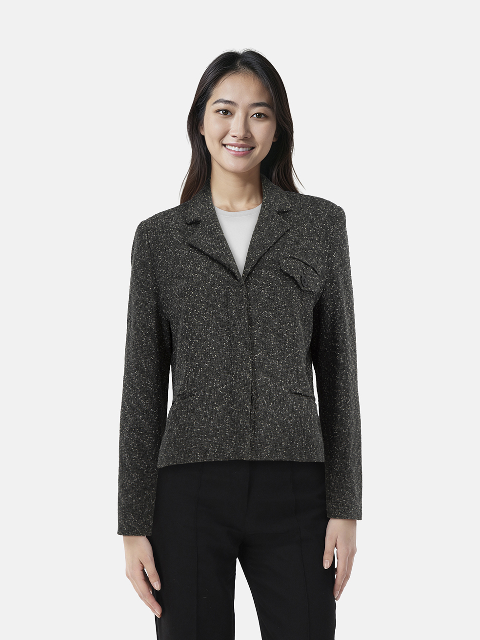 Burberry Grey Wool Tweed Boucle Blazer