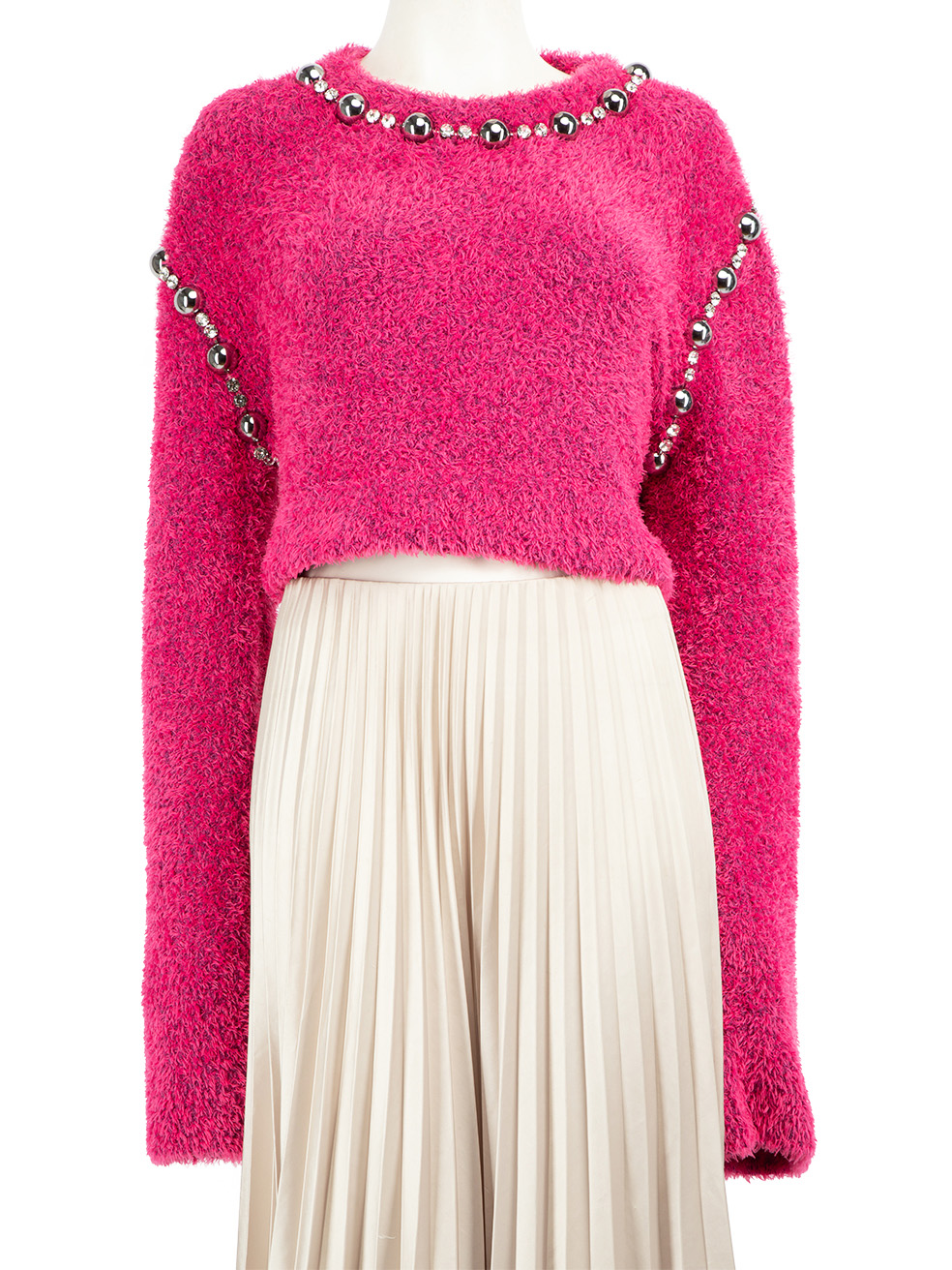 Area Pre-Owned Pink Crystal Embellished Jumper