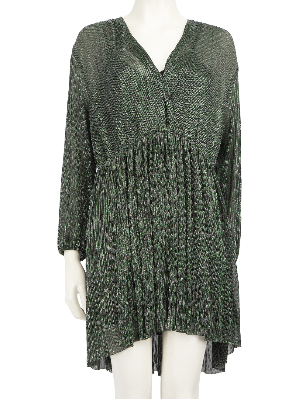 Maje Pre-Owned Green Metallic V-Neck Dress