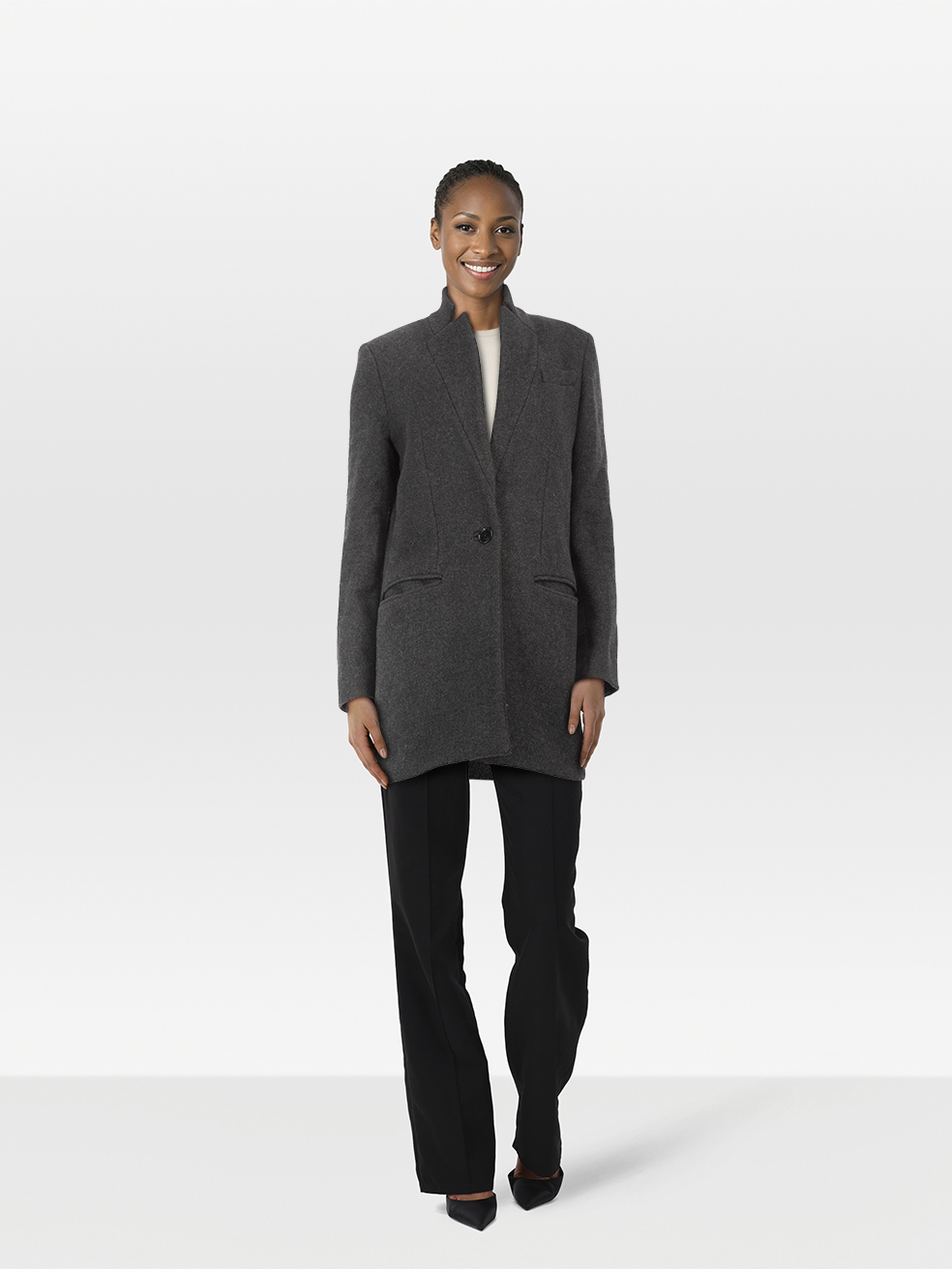 Iro Pre-Owned Grey Single Breasted Mid Length Wool Coat
