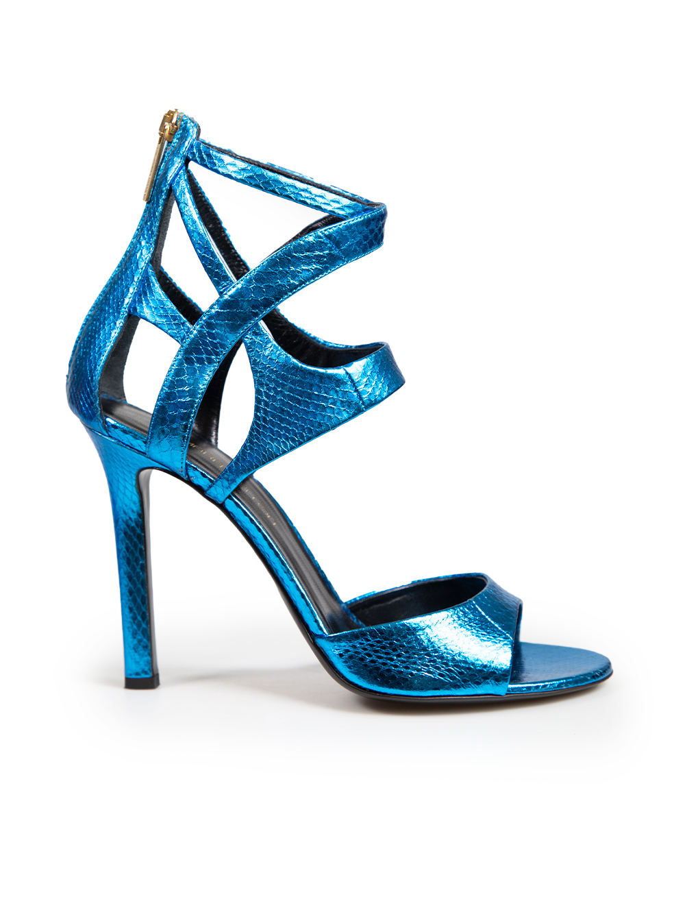 Tamara Mellon Pre-Owned Blue Metallic Embossed Leather Heels