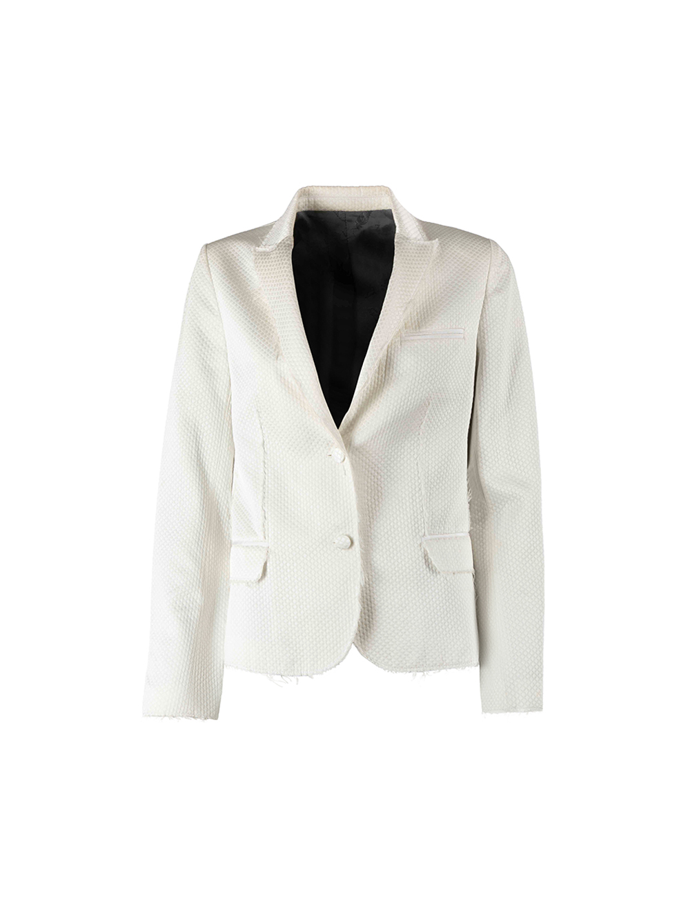 Zadig & Voltaire Pre-Owned Zadig & Voltaire Deluxe White Diamond Jacquard Frayed Hem Blazer