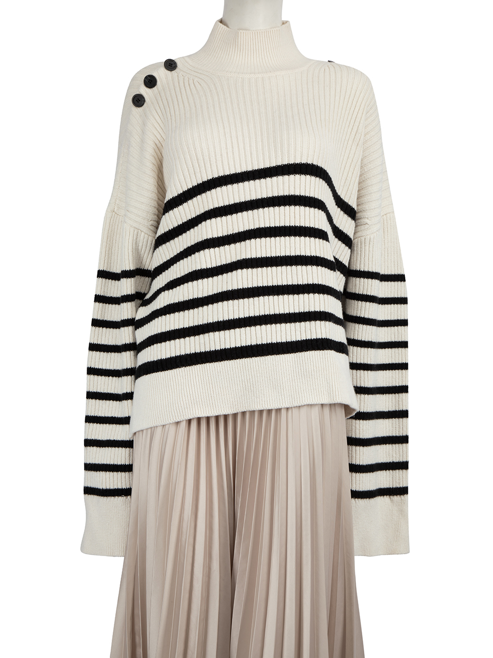 Self-Portrait Pre-Owned White Knit Mariner Stripe Jumper