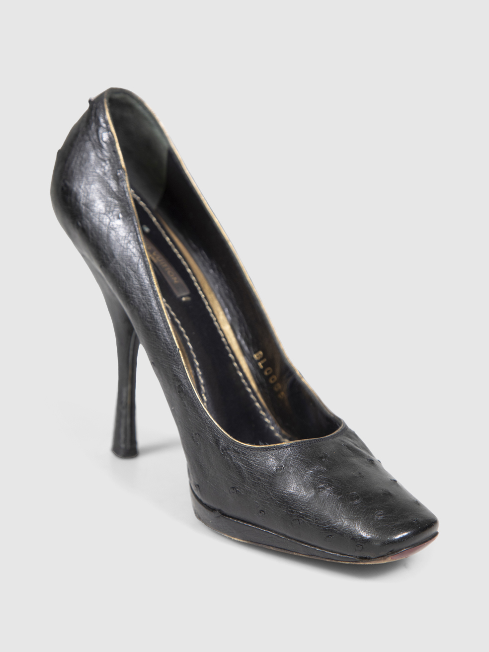 Louis Vuitton Black Ostrich Leather Pumps
