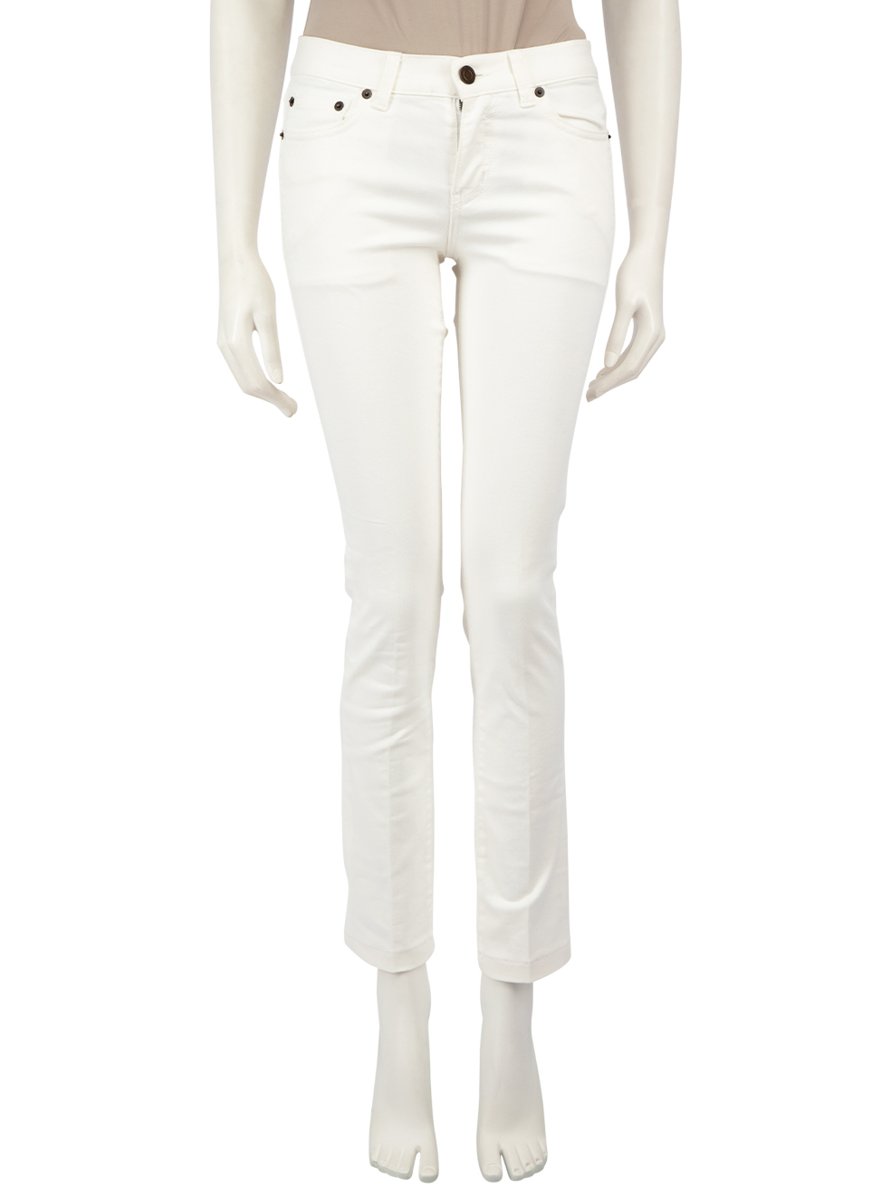 Saint Laurent Pre-Owned White Denim Skinny Fit Jeans