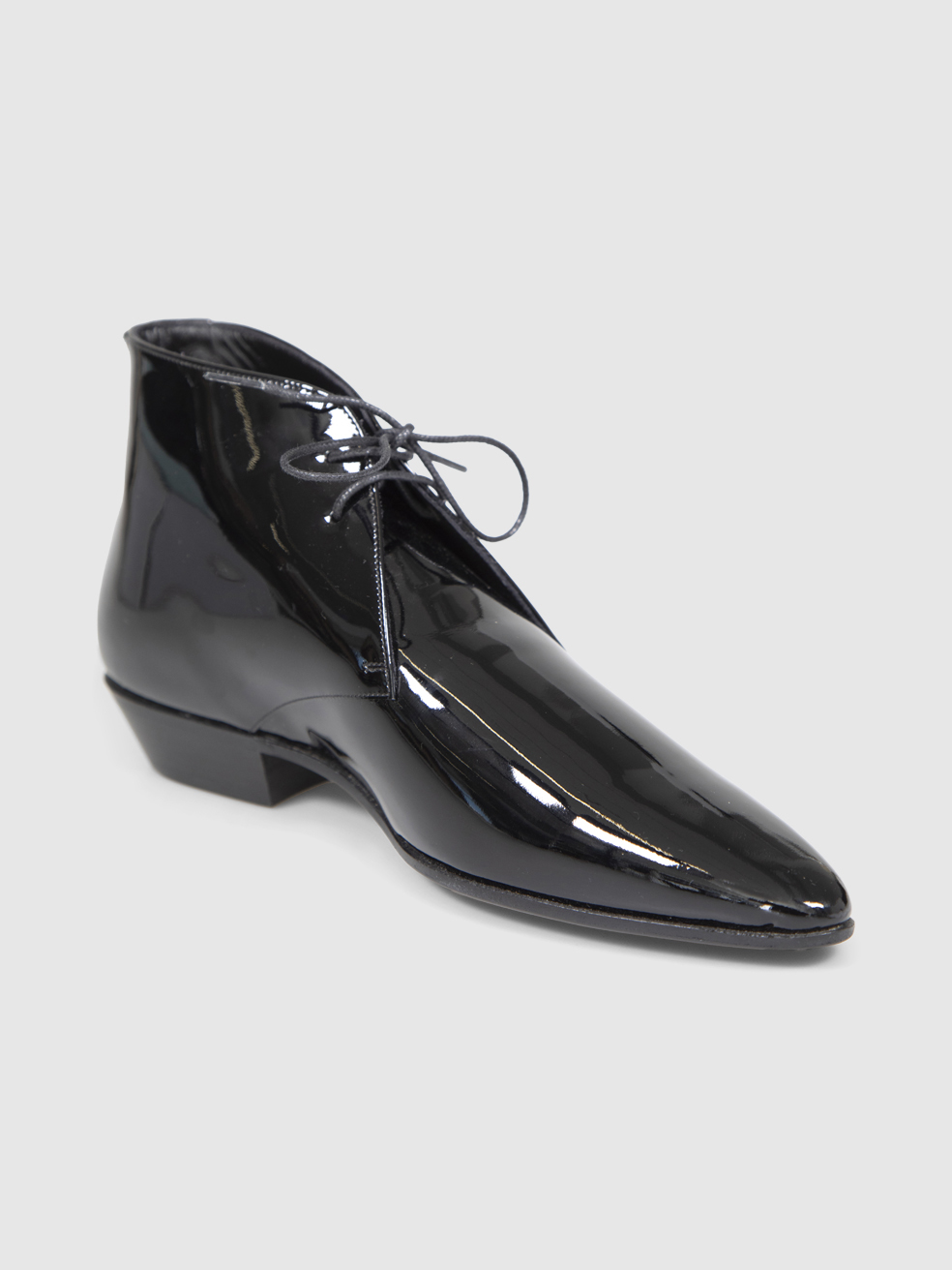 Saint Laurent Black Pointed Toe Patent Boots