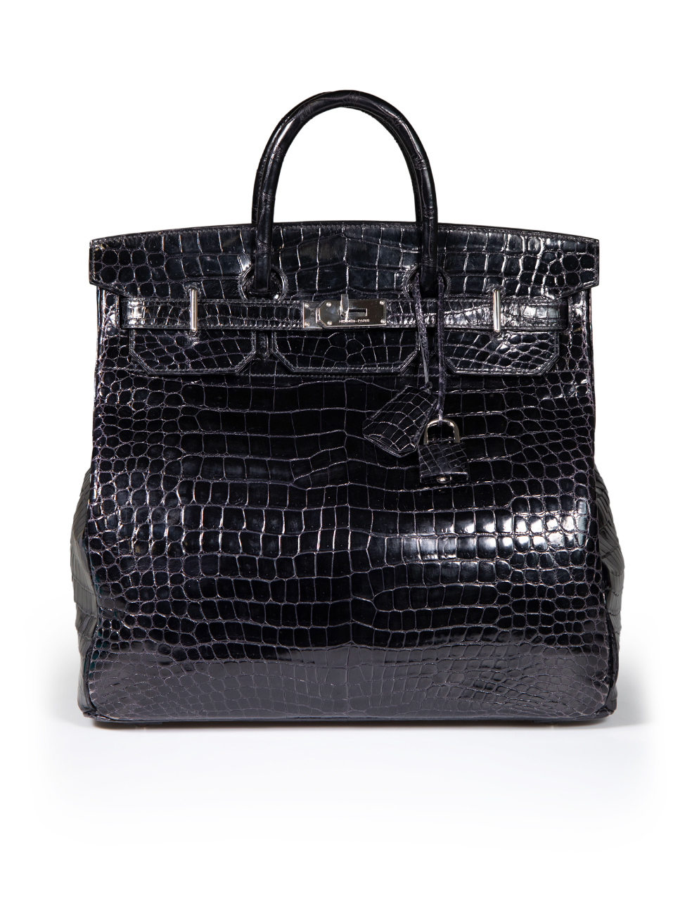 Hermès Pre-Owned 1999 Noir Shiny Porosus Croc PHW Haut à Courroies Birkin 40