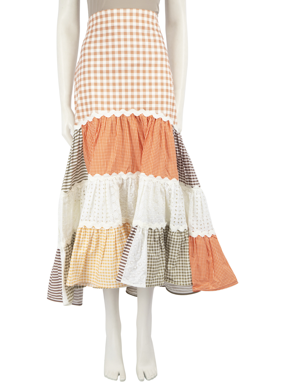 Silvia Tcherassi Pre-Owned Patchwork Tiered Midi Skirt