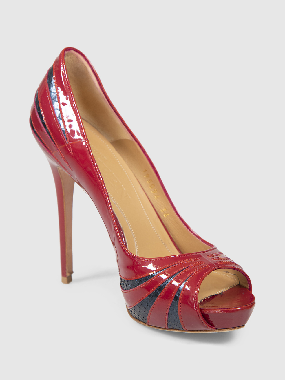 Alexander McQueen Red Patent & Snakeskin Panel Heels
