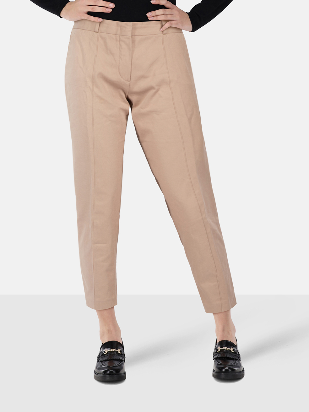 Loro Piana Women's Beige Skinny Mid Rise Trousers