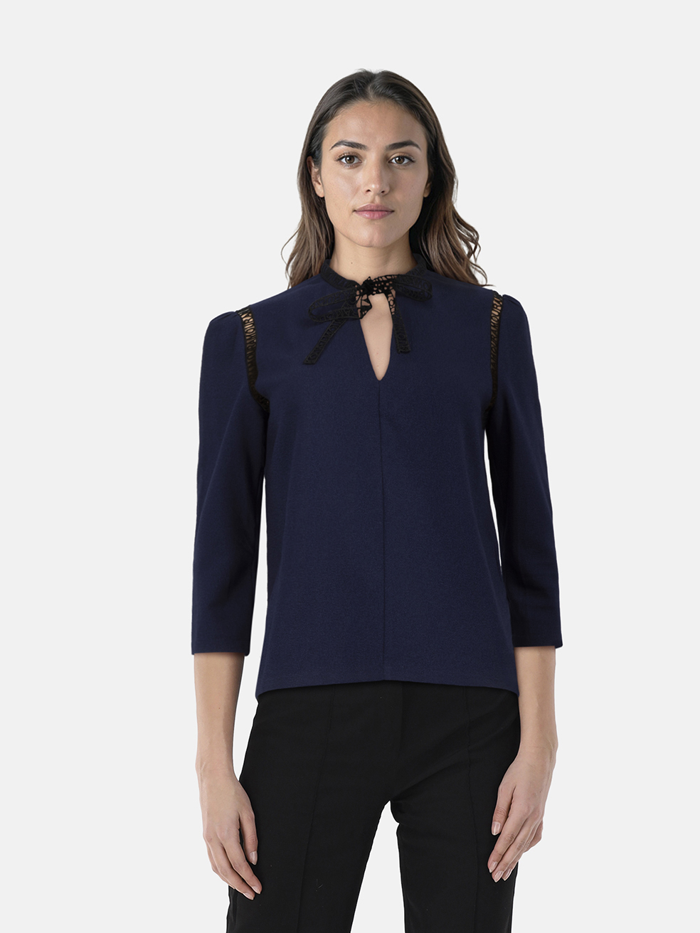 Maje Navy Amour Lace Top
