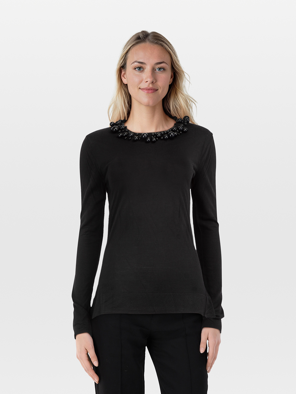 Burberry Pre-Owned Black Knit Embellished Neck Top