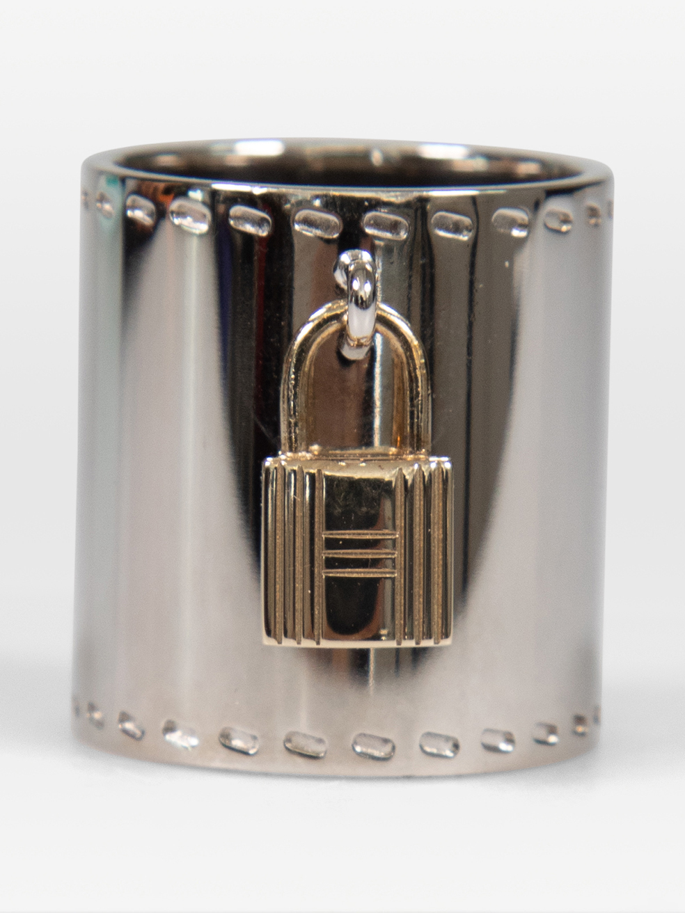 Hermès Pre-Owned Silver Palladium Lock Detail Scarf Ring