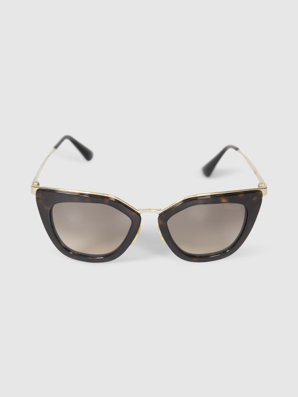 Prada Women's Brown Tortoiseshell Gold Detail Sunglasses