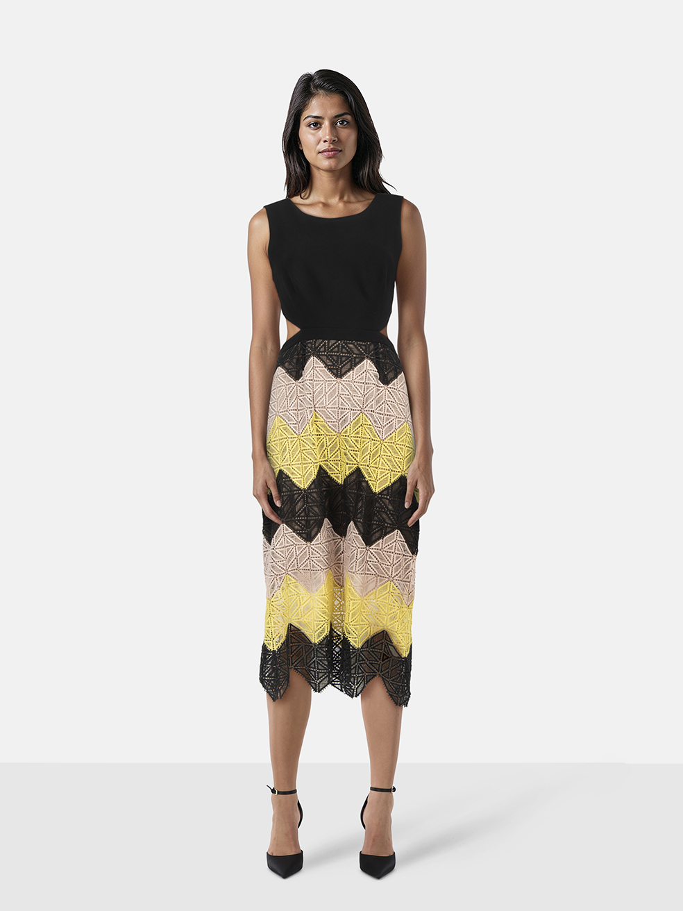 BCBG Max Azria Backless Chevron Pattern Dress