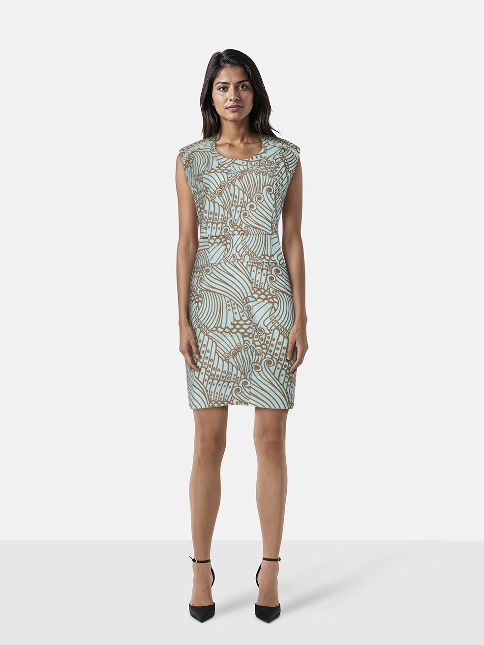 Marni Blue & Brown Pattern Dress