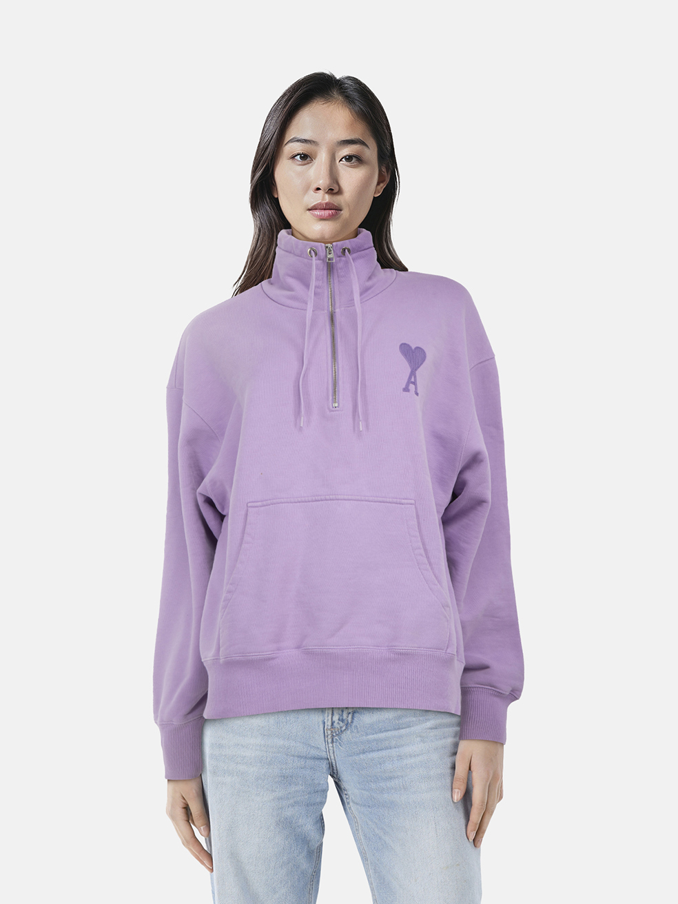 AMI Purple Logo Embroidered Sweatshirt