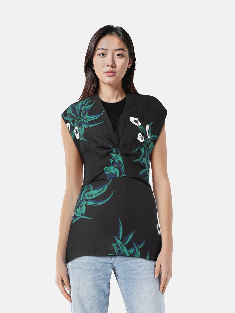Marni Floral Pattern V Neck Top