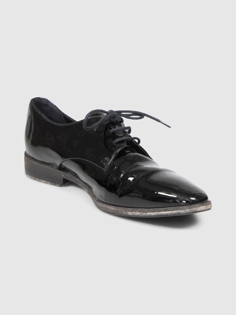 Burberry Black Patent Lace Tie Loafers