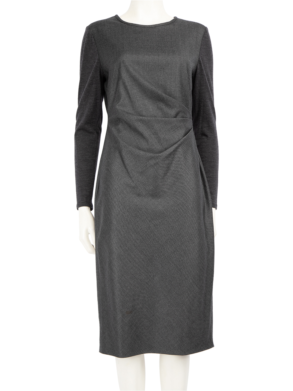 Max Mara Pre-Owned Grey Wool Midi Long Sleeve Dress